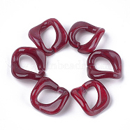 Acrylic Linking Rings, Quick Link Connectors, For Curb Chains Making, Imitation Gemstone Style, Twist, Dark Red, 20.5x20x9mm, Hole: 15x9mm, about: 420pcs/500g(OACR-S021-20F)