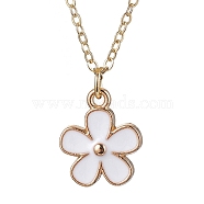 Alloy Enamel Pendant Necklaces for Women, Flower, Golden, 15.55 inch(39.5cm)(NJEW-JN04806)