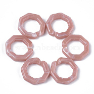 Acrylic Linking Rings, Quick Link Connectors, For Jewelry Chains Making, Imitation Gemstone Style, Octagon, Rosy Brown, 25.5x25.5x5.5mm, Hole: 16x16mm, about: 250pcs/500g(OACR-S021-26J)