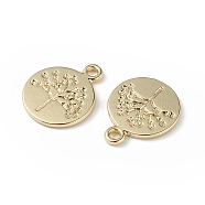 Alloy Pendants, Flat Round with Tree of Life Charm, Golden, 19x15x1.5mm, Hole: 2mm(PALLOY-K001-29)