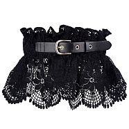 Polyester Wide Elastic Corset Belts, with PU Leather Belt, Alloy Clasp, Lace-up Waist Belt for Women Girl, Black, 31-7/8 inch(81cm)(AJEW-WH0248-30A)