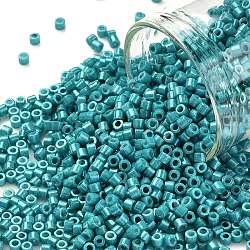 Cylinder Seed Beads, Opaque Colours Luster, Uniform Size, Dark Cyan, 2x1.5mm, Hole: 0.8mm, about 888pcs/10g(X-SEED-H001-H10)