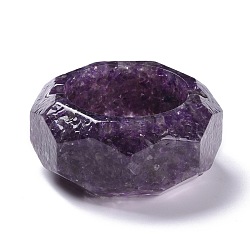 Natural Amethyst Ashtray, with Resin, Home OFFice Tabletop Decoration, Octagon, 78.5x73x34mm, Inner Diameter: 50mm(DJEW-F015-10A)