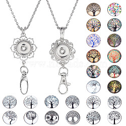 DIY Tree of Life Interchangeable Snap Button Office Lanyard Making Kit, Including Alloy Rhinestone Snap Keychain Making, 304 Stainless Steel Cable Chains Necklaces, Brass Snap Buttons, Mixed Color, 749mm(DIY-SC0021-05)