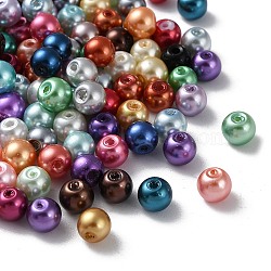Baking Painted Pearlized Glass Pearl Round Bead Strands, Mixed Color, 6~7mm, Hole: 1mm, about 1618pcs/500g(HY-Q004-6mm-M)