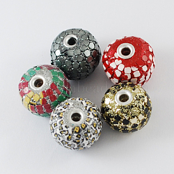 Handmade Indonesia Beads, with Aluminum Cores, Round, Mixed Color, 23~25x22mm, Hole: 3~4mm(IPDL-R354-25mm-M)