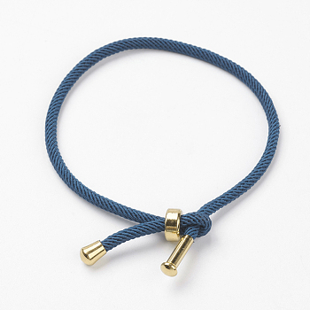 Cotton Twisted Cord Bracelet Making, with Stainless Steel Findings, Golden, Marine Blue, 9 inch~9-7/8 inch(23~25cm), 3mm