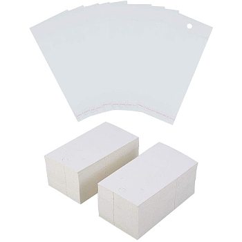 Cardboard Display Cards, Used for Necklace, Bracelet, Pendant and Barrette, with OPP Cellophane Bags, White, 9x5cm, 15.5x6cm