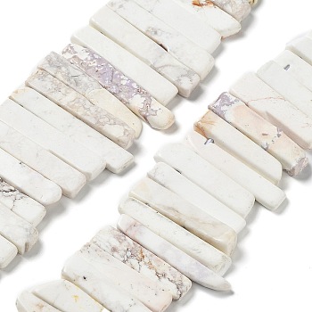 Natural Howlite Beads Strands, Top Drilled Beads, Rectangle, 24~62x8~14x4~9mm, Hole: 1.8mm, about 34~39pcs/strand, 15.04''~15.51''(38.2~39.4cm)