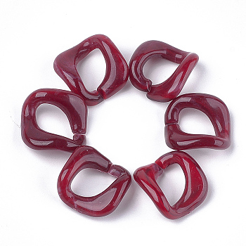 Acrylic Linking Rings, Quick Link Connectors, For Curb Chains Making, Imitation Gemstone Style, Twist, Dark Red, 20.5x20x9mm, Hole: 15x9mm, about: 420pcs/500g
