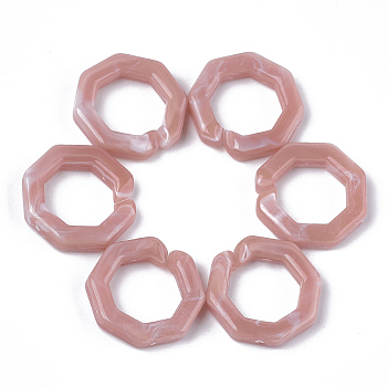 Acrylic Linking Rings, Quick Link Connectors, For Jewelry Chains Making, Imitation Gemstone Style, Octagon, Rosy Brown, 25.5x25.5x5.5mm, Hole: 16x16mm, about: 250pcs/500g