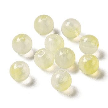 Transparent Acrylic Beads, Two-Tone, Round, Champagne Yellow, 7.5x7mm, Hole: 1.8mm, about: 1900~2000pcs/500g