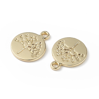 Alloy Pendants, Flat Round with Tree of Life Charm, Golden, 19x15x1.5mm, Hole: 2mm
