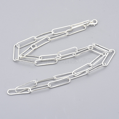 Brass Flat Oval Paperclip Chain Necklace Making(MAK-S072-08B-S)-2