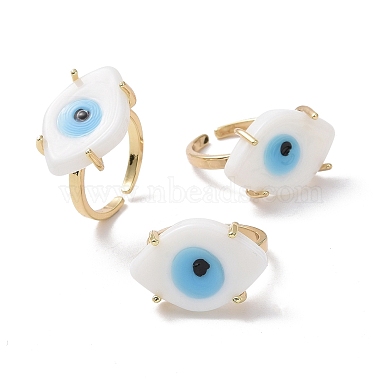 Lampwork Oval with Evil Eye Open Cuff Ring(RJEW-I086-13G-05)-2