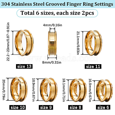 12Pcs 6 Size 304 Stainless Steel Grooved Finger Ring Settings(RJEW-SC0001-02)-2