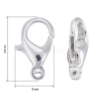 Silver Color Plated Alloy Lobster Claw Clasps(X-E105-S)-3