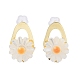 Flower Natural Shell Ear Studs with Brass and 925 Sterling Silver Pins for Summer Jewelry(EJEW-P256-71G)-1