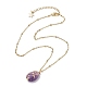 Natural Amethyst with Brass Pendant Necklaces(NJEW-JN04679-02)-4