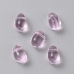 Glass Beads, Top Drilled, Teardrop Charms, Pearl Pink, 9x6mm, Hole: 1mm(GLAA-WH0044-03A)