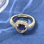Brass Micro Pave Clear Cubic Zirconia Cuff Open Rings, Heart, Golden, 17mm(CU-CBA5C10-13G)
