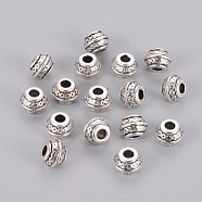 Tibetan Style Alloy Spacer Beads, Lead Free & Nickel Free & Cadmium Free, Barrel, Antique Silver, 9x7mm, Hole: 3.5mm(LF0586Y-NF)