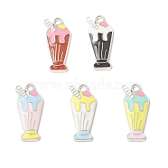 Alloy Enamel Pendants, Ice Cream Charm, Platinum, Mixed Color, 23.5x11x2.5mm, Hole: 2mm(ENAM-G212-11P)