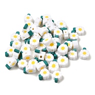 Handmade Polymer Clay Beads, Flower, White, 12x9x4mm, Hole: 1.5mm(X1-CLAY-Z001-01)