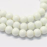 Baking Painted Glass Round Bead Strands, Snow, 6.5mm, Hole: 1.5mm, about 145pcs/strand, 31.8 inch(DGLA-Q020-6mm-01)