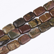 Natural Picasso Stone/Picasso Jasper Beads Strands, Rectangle, 13.5~14x10x4~4.5mm, Hole: 1mm, about 28~29pcs/strand, 15.5 inch(G-S355-03)