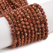 Synthetic Green Goldstone Beads Strands, Faceted, Round, 3mm, Hole: 0.5mm, about 130~132pcs/strand, 15.16~15.59 inch(38.5~39.6cm)(G-L581A-004B-01)