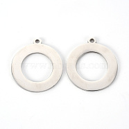 201 Stainless Steel Pendants, Laser Cut, Donut, Stainless Steel Color, 28x25x1.2mm, Hole: 2mm(STAS-Q239-010A)