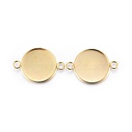 201 Stainless Steel Cabochon Connector Settings, Plain Edge Bezel Cups, Flat Round, Real 24K Gold Plated, Tray: 16mm, 25x18x2mm, Hole: 2mm(X-STAS-F191-15G-F)