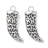 Alloy Pendants, Lead Free & Cadmium Free, Ox Horn, Antique Silver, 41x21x8.5mm, Hole: 4mm(PALLOY-O107-11AS)