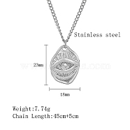 304 Stainless Steel Pendant Necklaces, Eye, Stainless Steel Color, 17.72 inch(45cm)(QZ6999-4)
