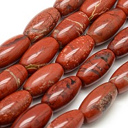 Oval Natural Red Jasper Beads Strands, 12x6mm, Hole: 1mm, about 32pcs/strand, 16.1 inch(G-P062-04)
