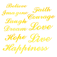 Acrylic Mirror Wall Stickers, with Adhesive Back, Word Love Live Laugh, Gold, 75~97x35~230x0.8mm, 37pcs/set.(DIY-WH0190-85A)