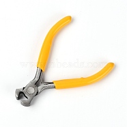 45# Steel Jewelry Pliers, End Cutting Pliers, with Plastic Handle, Yellow, 9.8x7.7x0.87cm(PT-WH0010-05)