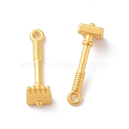 Rack Plating Alloy Pendants, Cadmium Free & Lead Free & Nickle Free, Rake Charm, Matte Gold Color, 21x6x7.5mm, Hole: 1.5mm(FIND-I036-02MG)