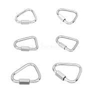 Unicraftale Stainless Steel Screw Carabiner Lock Charms, Triangle, Stainless Steel Color, 37.5~48.5x30~40.5x3.5~5mm, Screw: 13~17.5x7.5~10x7~9mm, 6pcs/set(KEYC-UN0001-02P)