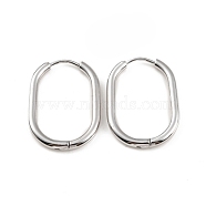 304 Stainless Steel Oval Hoop Earrings, Stainless Steel Color, 27x19.5x3mm, Pin: 1mm(EJEW-M218-02C-P)