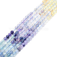 Natural Fluorite Beads Strands, Faceted, Round, 3mm, Hole: 0.7mm, about 132pcs/strand, 15.16''~15.55''(38.5~39.5cm)(G-P457-A02-19)