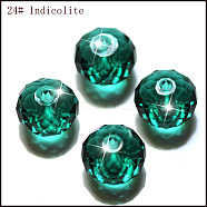 Imitation Austrian Crystal Beads, Grade AAA, Faceted, Rondelle, Teal, 8x5.5mm, Hole: 0.9~1mm(SWAR-F068-6x8mm-24)