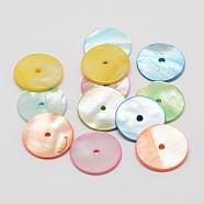 Dyed Natural Shell Beads, Disc/Flat Round, Heishi Beads, Mixed Color, 20x2mm, Hole: 2mm(X-SHEL-P004-06)
