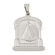 Non-Tarnish 304 Stainless Steel Pendants, Religious Theme Charm, Arch with Saint, Stainless Steel Color, 26.5x20x2mm, Hole: 5x3mm(STAS-B071-02H-16P)