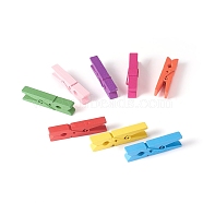 Natural Wooden Craft Pegs Clips, Clothespins, Craft Photo Clips, Mixed Color, 45.5x10x9mm(X-WOOD-E010-02A)