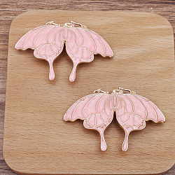 Alloy & Enamel Chandelier Component Links, Butterfly, Pink, 59x39mm(PW-WG33743-03)