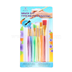 Plastic Children's Nylon Brush Head Tempera Paint Brush Set, with Aluminium Tube, for Artist Painting Brush Supplies, Mixed Color, 13~15cm, 6pcs/set(DRAW-PW0001-095)