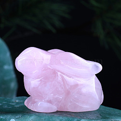 Natural Rose Quartz Home Display Decorations, 3D Rabbit, 15x38x28mm(DJEW-PW0006-06A)