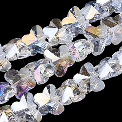 Electroplate Glass Beads, AB Color Plated, Faceted, Butterfly, Clear AB, 12x14.5x7.5mm, Hole: 1mm(EGLA-Q091-14mm-B19)